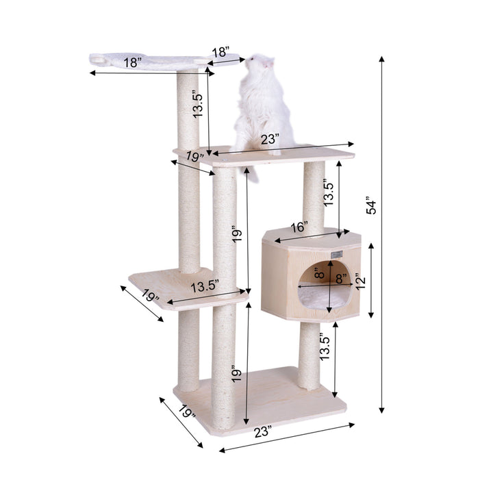 Armarkat 54 Inch Cat Tree Scots Pine Three Levels Condo Soft Perch S5402 Image 3