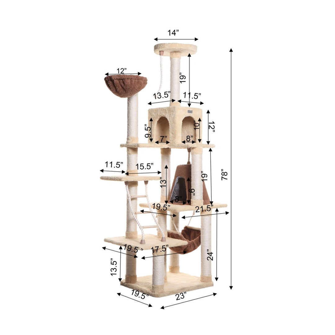 Armarkat Cat Climber 78" Real Wood Cat Tree Jackson Galaxy Approved Gold Cover Image 3