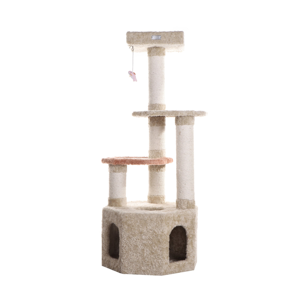 Armarkat Cat Tree X5703 Multi-Level Wood Climber Jackson Galaxy Approved Khaki Image 2