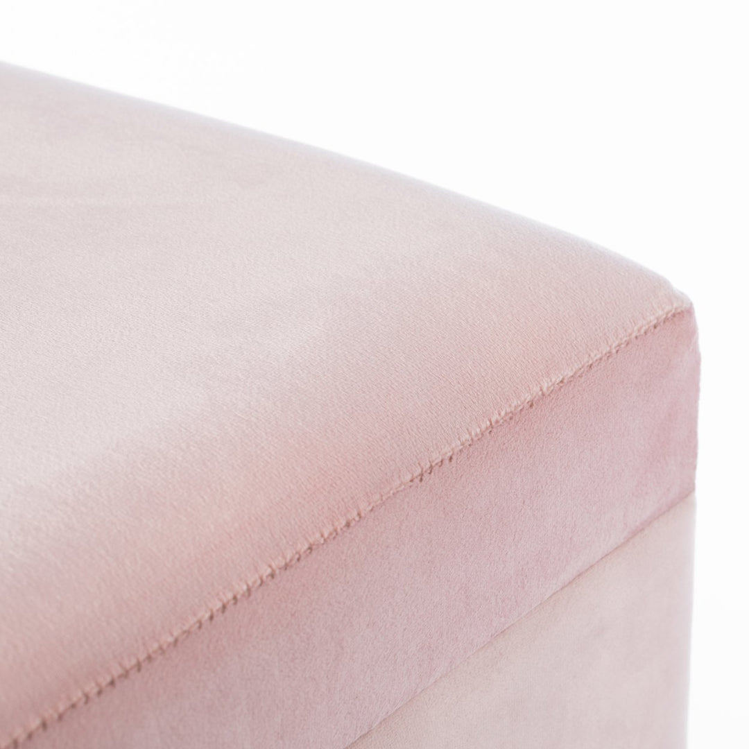 Square Velvet Storage Ottoman Rose Gold Legs 16in Comfy Seat and Storage Image 9