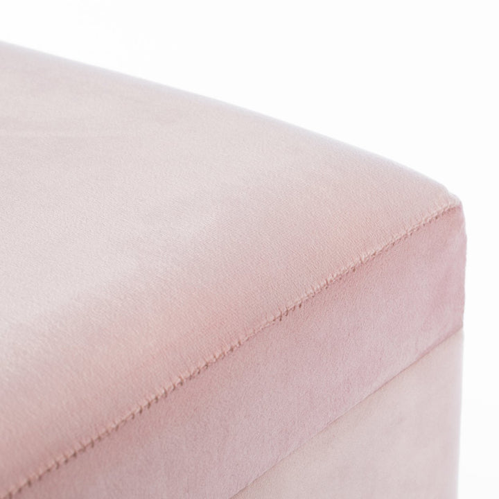 Square Velvet Storage Ottoman Rose Gold Legs 16in Comfy Seat and Storage Image 9