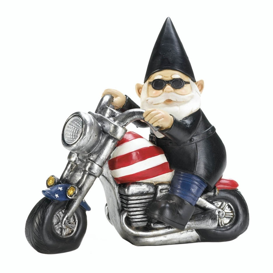 BIKER GNOME SOLAR STATUE Image 1