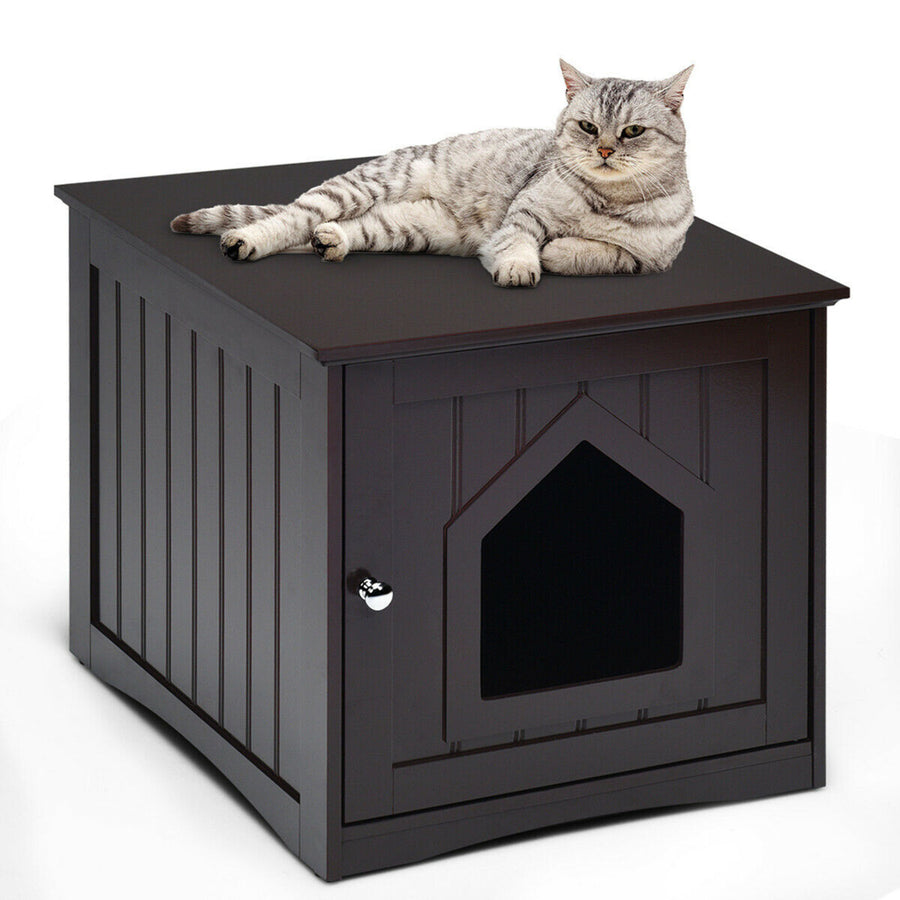 Weatherproof Multi-function Pet Cat House Indoor Outdoor Sidetable Nightstand Image 1