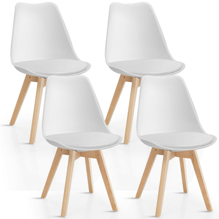 Set of 4 Mid Century Dining Chairs Modern DSW Armless Side Chair Wood Legs White Image 1