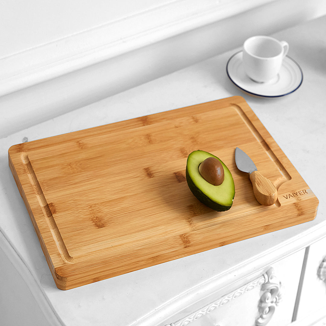 Vaiyer Bamboo Cutting Board with Juice Groove Heavy Duty Large Kitchen Board Image 6