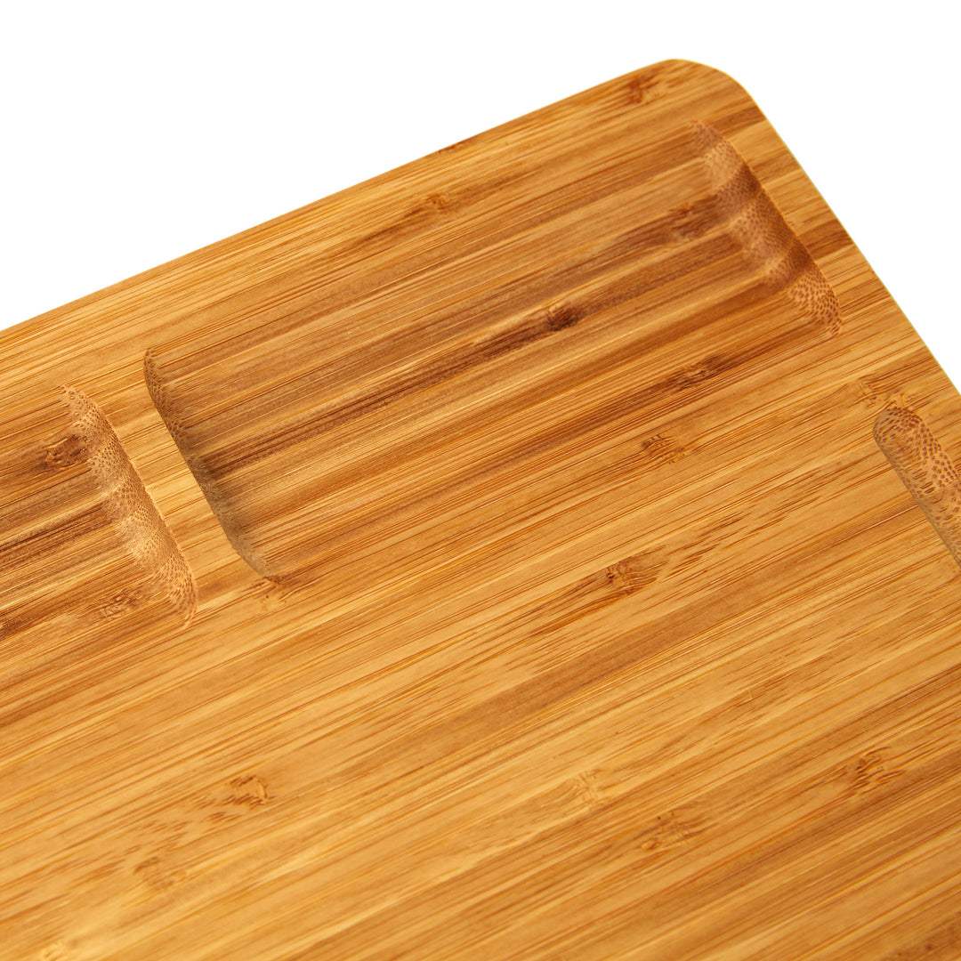 Vaiyer Bamboo Cutting Board Heavy Duty Extra Large 3 Compartment Juice Groove Image 3