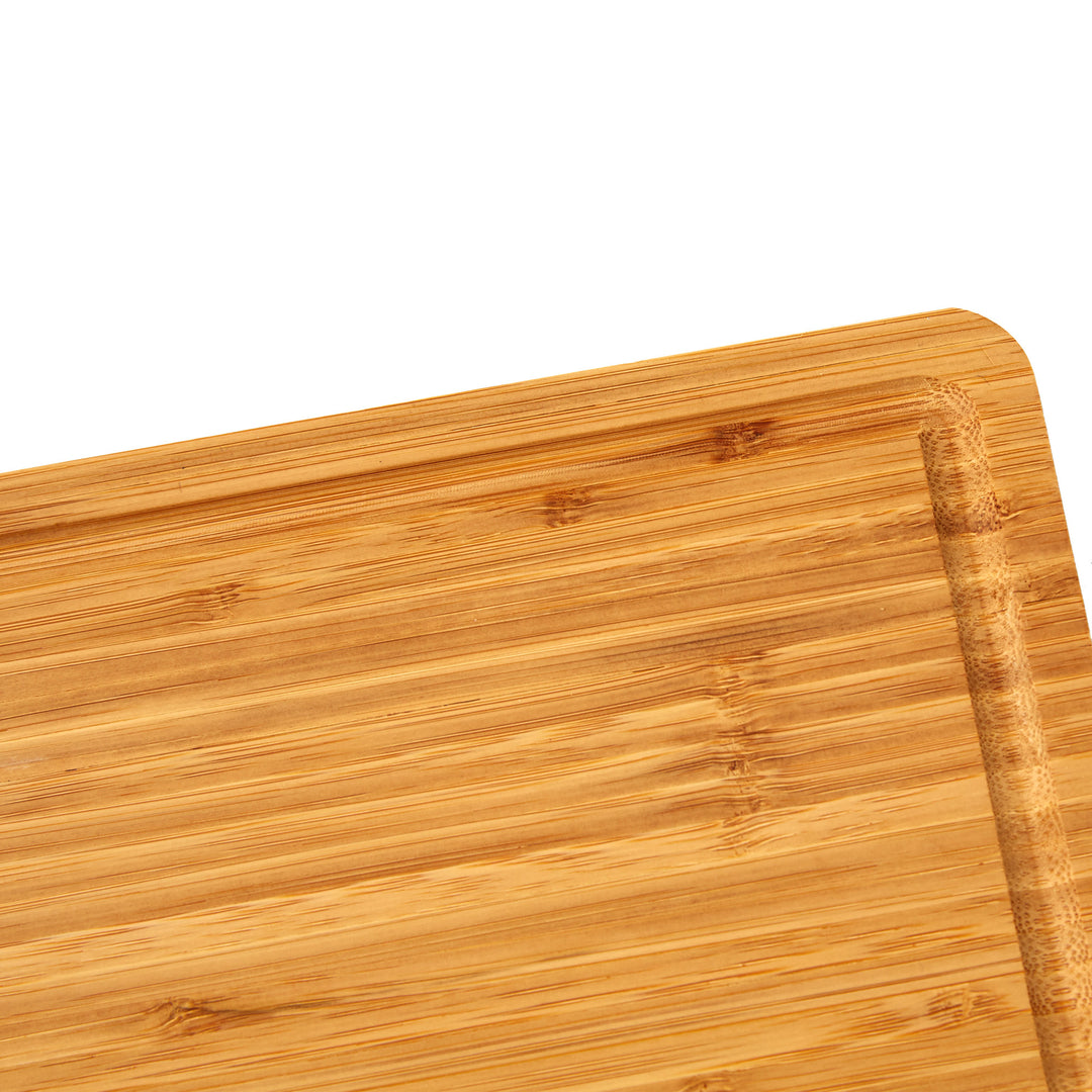 Vaiyer Bamboo Cutting Board Heavy Duty Extra Large 3 Compartment Juice Groove Image 5