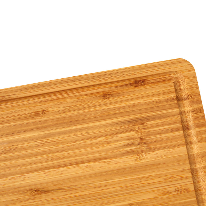 Vaiyer Bamboo Cutting Board Heavy Duty Extra Large 3 Compartment Juice Groove Image 5