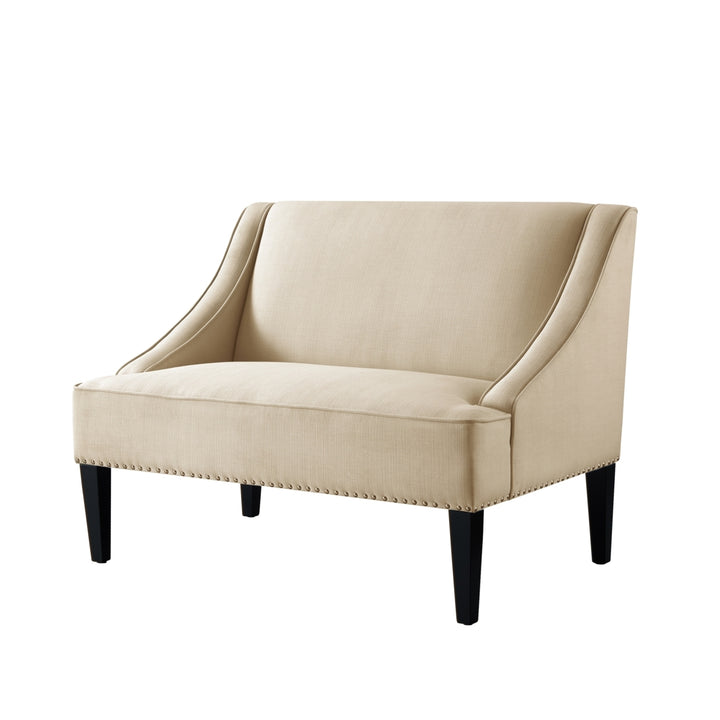 Janessa Linen Bench - Upholstered with Swoop Arms Image 5