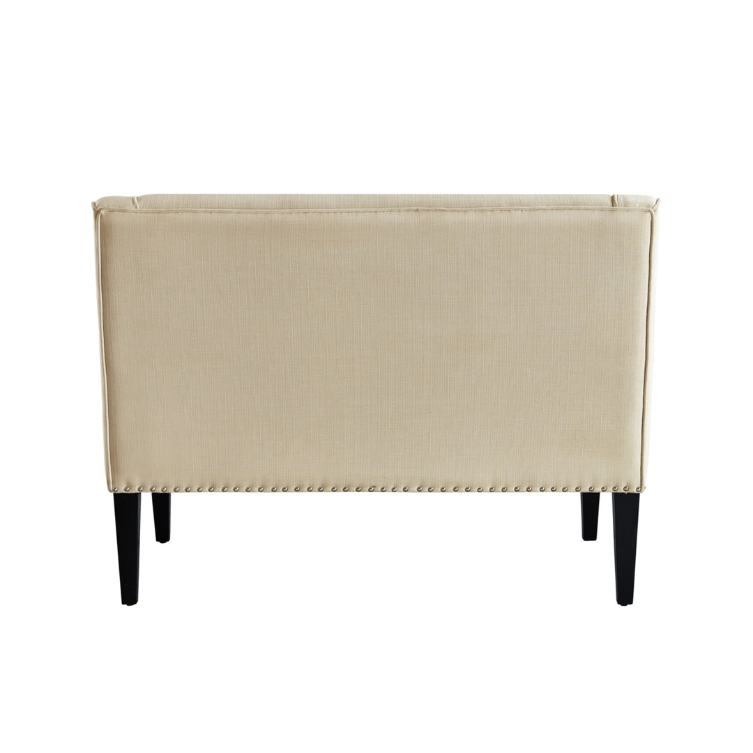 Janessa Linen Bench - Upholstered with Swoop Arms Image 6