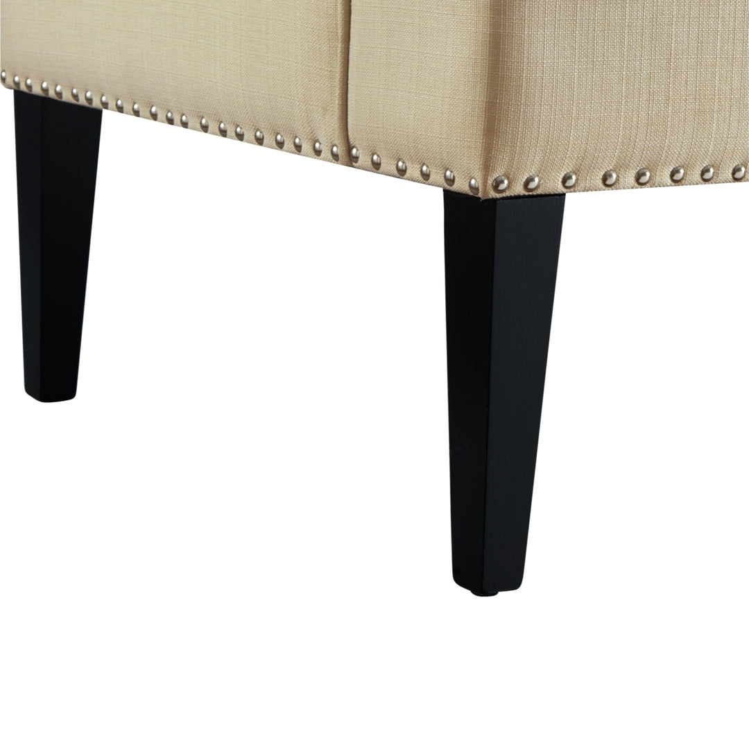 Janessa Linen Bench - Upholstered with Swoop Arms Image 10