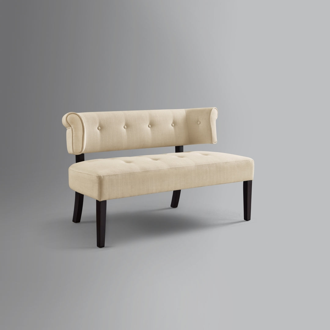 Livia Linen Bench-Upholstered-Button Tufted Image 7