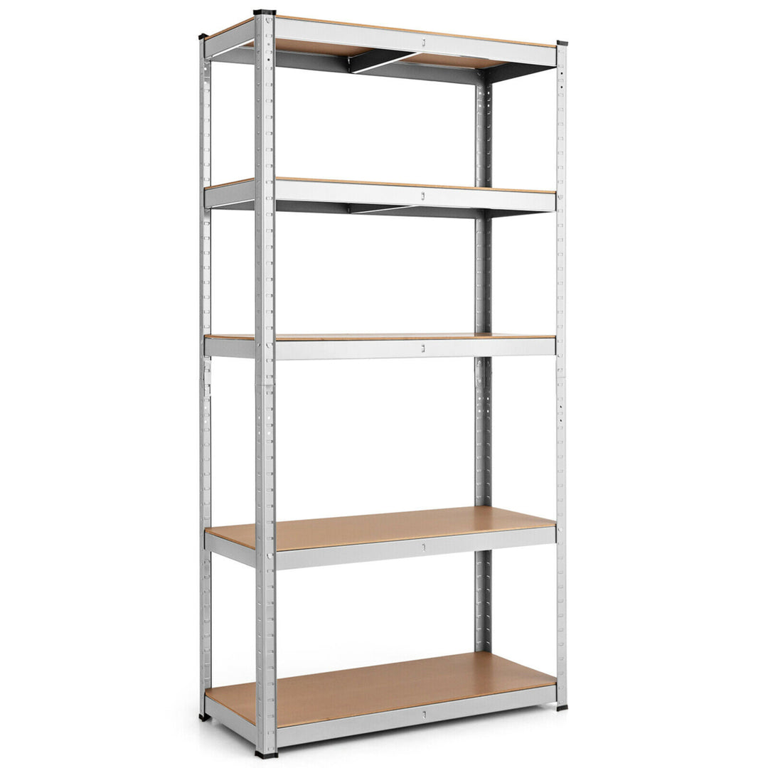 1/2/3/4PC Adjustable 36x72 Heavy Duty 5 Level Garage Tool Shelf 2000lbs Silver Image 1