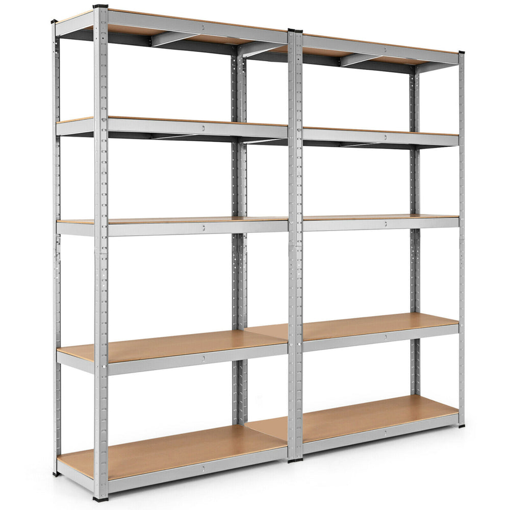 1/2/3/4PC Adjustable 36x72 Heavy Duty 5 Level Garage Tool Shelf 2000lbs Silver Image 2