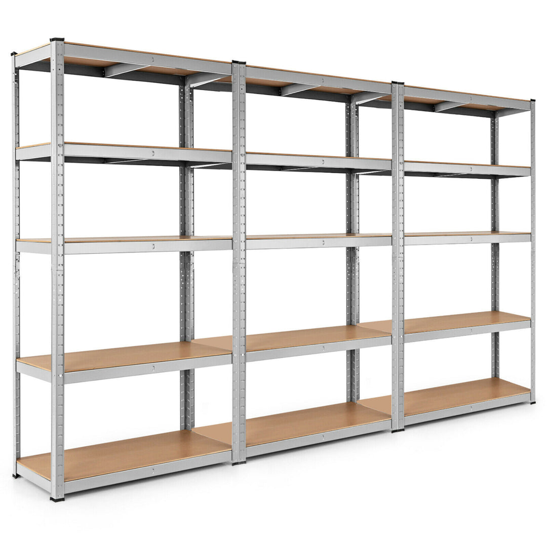 1/2/3/4PC Adjustable 36x72 Heavy Duty 5 Level Garage Tool Shelf 2000lbs Silver Image 3