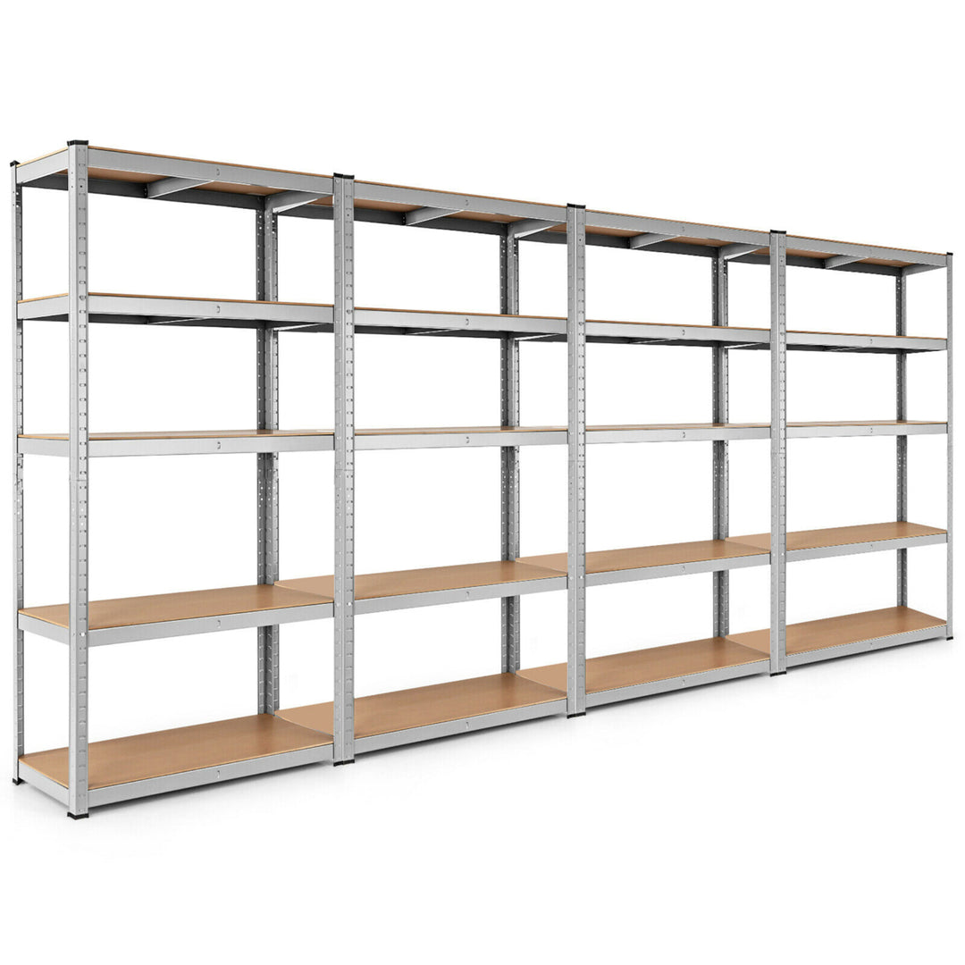 1/2/3/4PC Adjustable 36x72 Heavy Duty 5 Level Garage Tool Shelf 2000lbs Silver Image 4