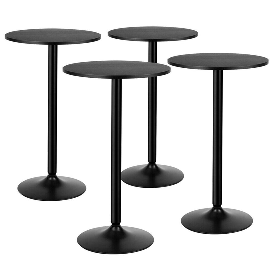 4 PCS Round Pub Table 24 Bistro Bar Cocktail Table w/Metal Base Black Image 1