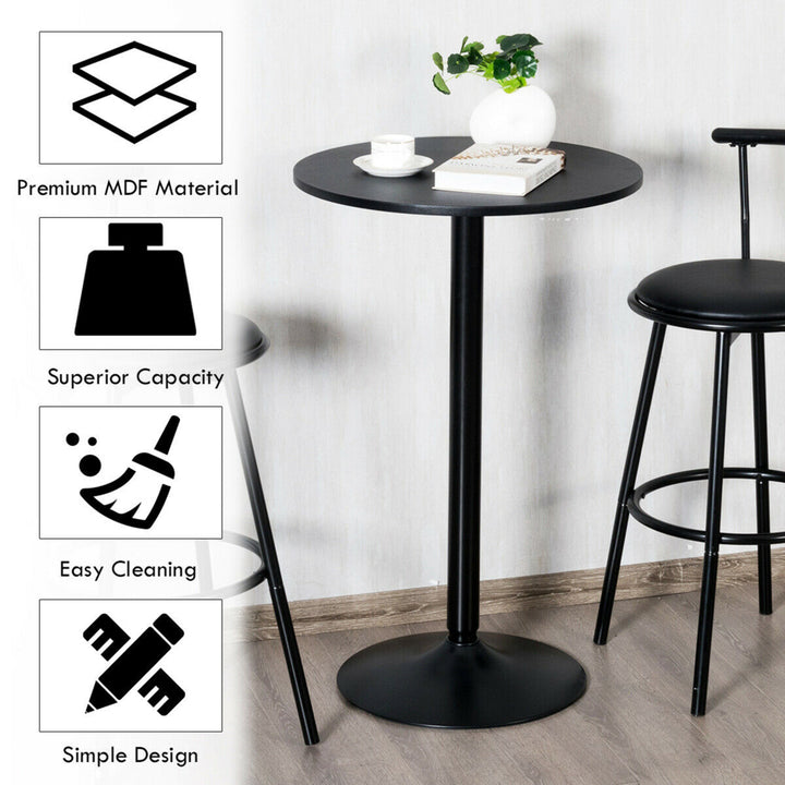 4 PCS Round Pub Table 24 Bistro Bar Cocktail Table w/Metal Base Black Image 7