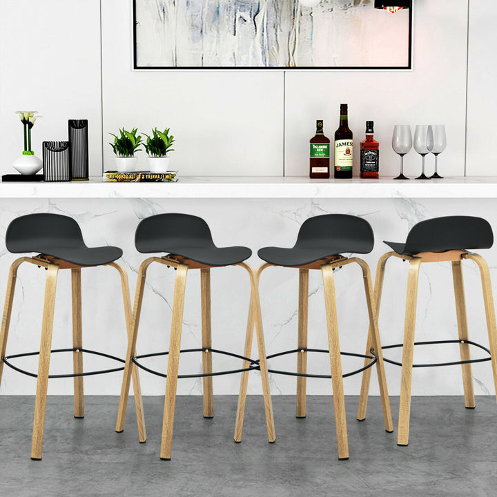 Modern Set of 4 Barstools 30inch Pub Chairs w/Low Back and Metal Legs Black Image 3