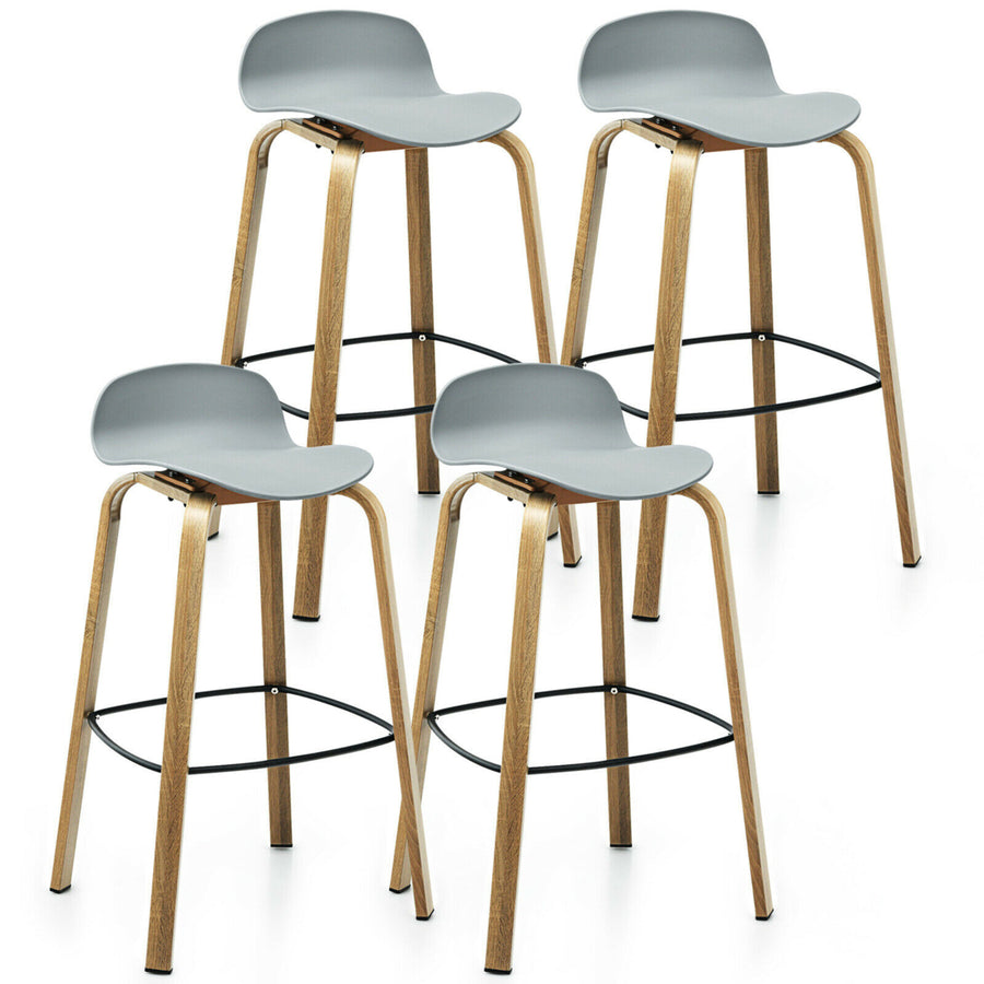 Modern Set of 4 Barstools 30inch Pub Chairs w/Low Back and Metal Legs Grey Image 1