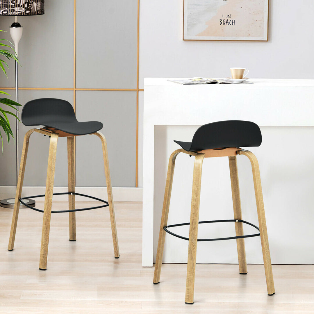 Modern Set of 4 Barstools 30inch Pub Chairs w/Low Back and Metal Legs Black Image 4