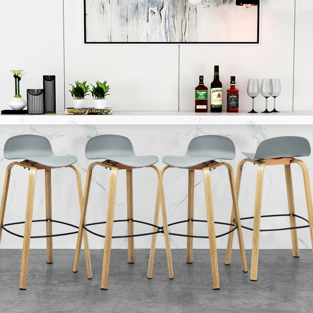 Modern Set of 4 Barstools 30inch Pub Chairs w/Low Back and Metal Legs Grey Image 3