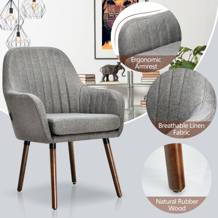 Set of 4 Accent Chairs Fabric Upholstered Armchairs w/Wooden Legs Gray Image 10