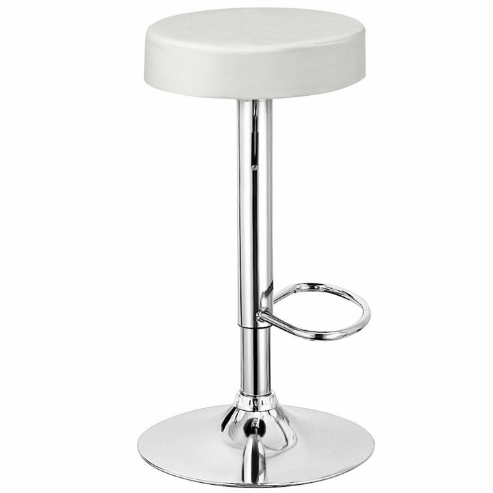 2PCS Adjustable Swivel Bar Stool PU Leather Kitchen Counter Bar Chairs White Image 4