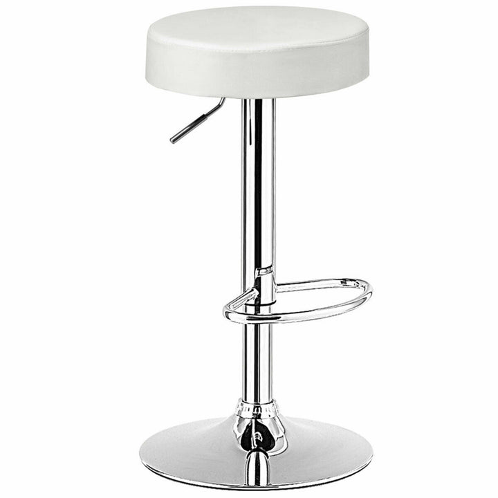 2PCS Adjustable Swivel Bar Stool PU Leather Kitchen Counter Bar Chairs White Image 5