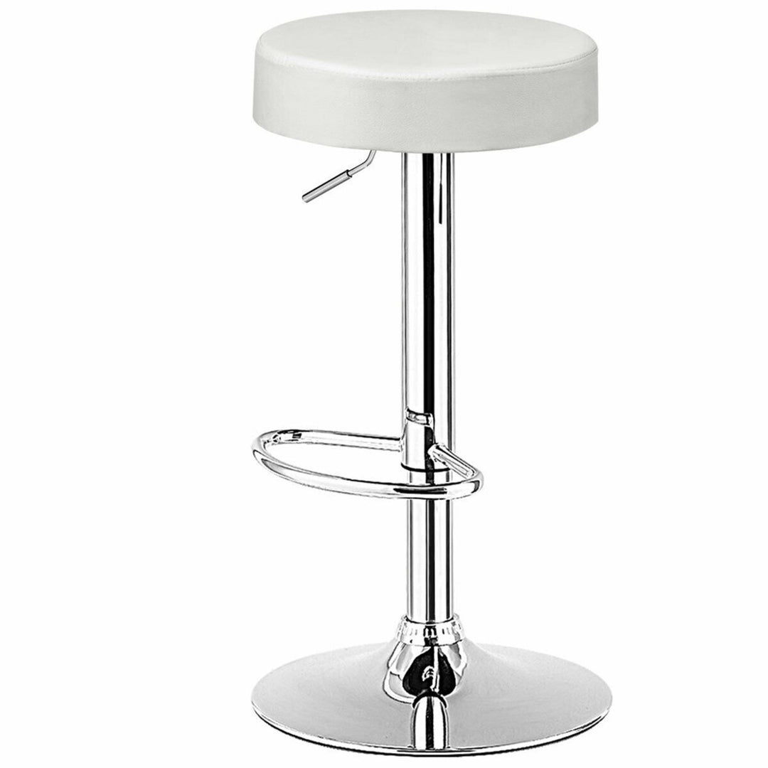 2PCS Adjustable Swivel Bar Stool PU Leather Kitchen Counter Bar Chairs White Image 6