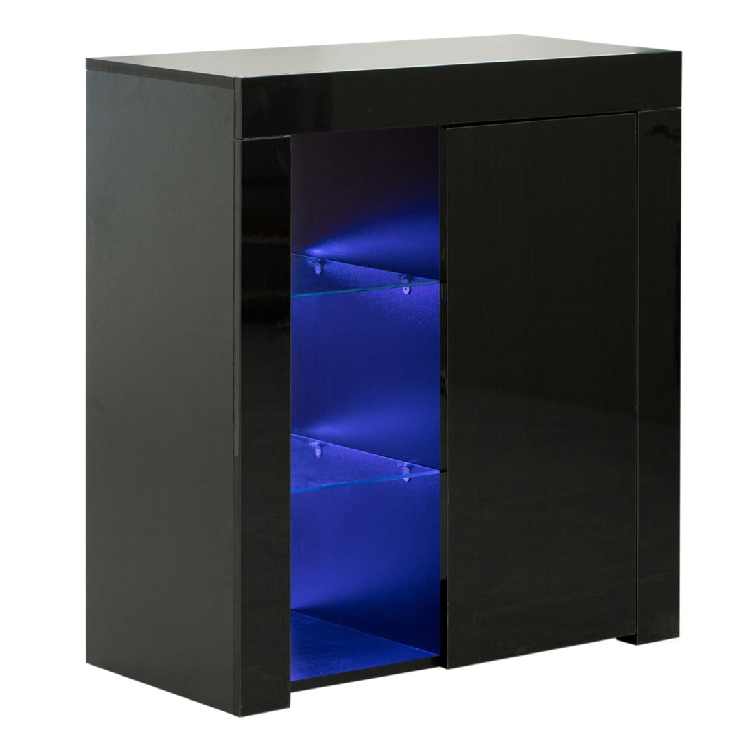 LED Side Storage Cabinet for Office or Living Room 13.75" W High Gloss Finish Image 1