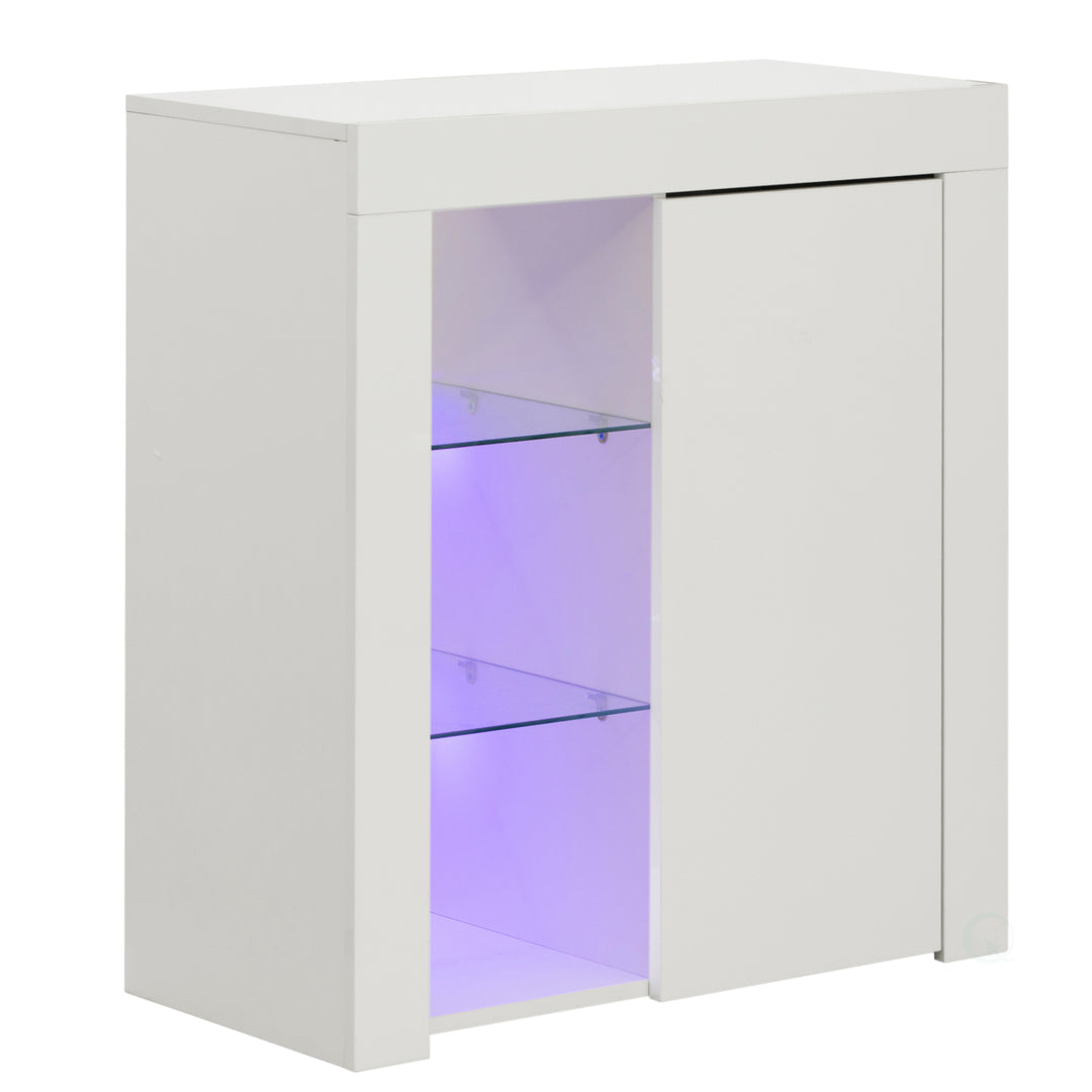 LED Side Storage Cabinet for Office or Living Room 13.75" W High Gloss Finish Image 7