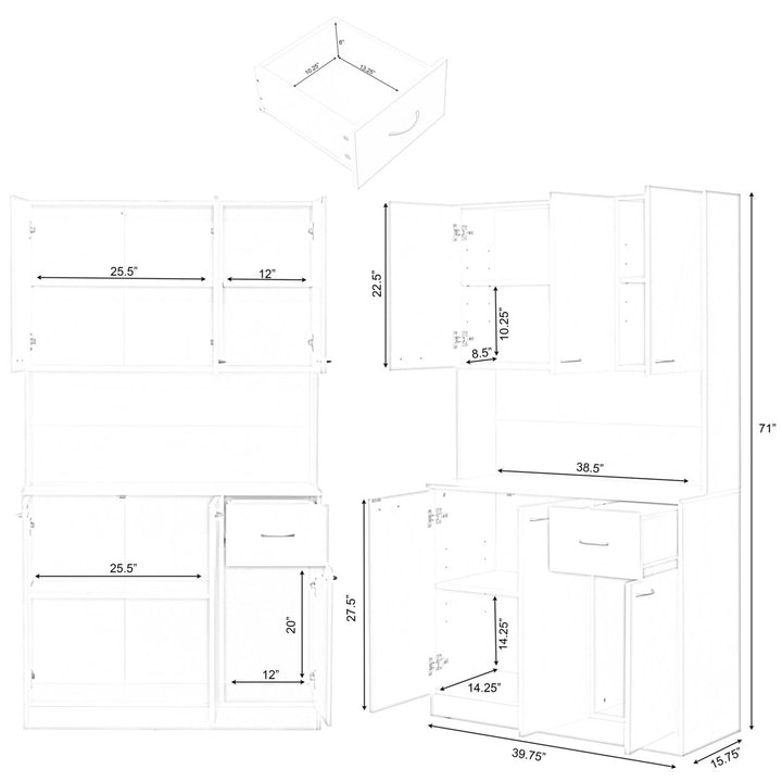 Kitchen Pantry Storage Cabinet with Drawer, Doors and Shelves, White Image 5