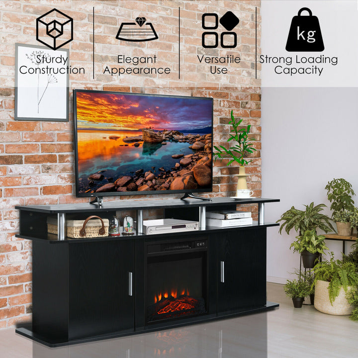 63 Fireplace TV Stand W/18 1400W Electric Fireplace up to 70 Black Image 5