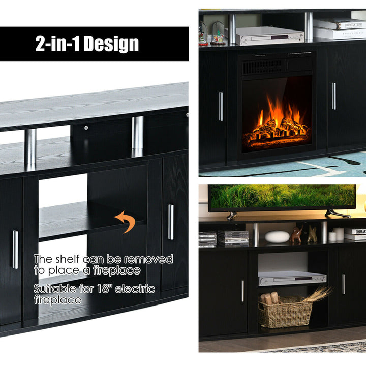 63 Fireplace TV Stand W/18 1500W Electric Fireplace up to 70 Black Image 7