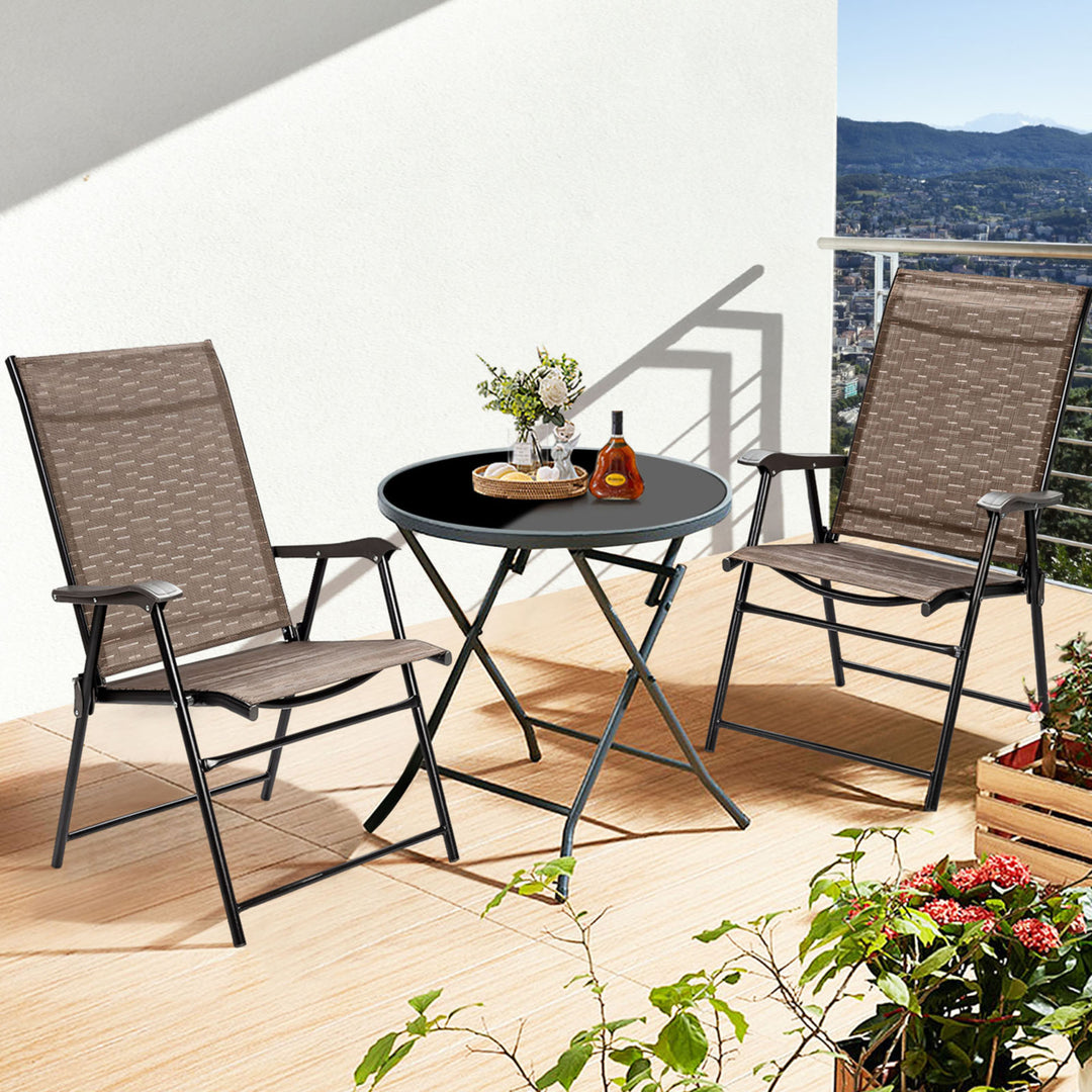 Set of 4 Folding Portable Patio Chairs Yard Outdoor w/ Armrests and Backrest Image 4