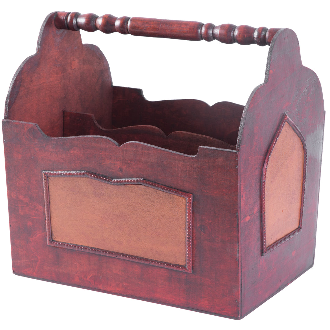 Handcrafted Decorative Wooden Magazine Rack with Handle Image 3