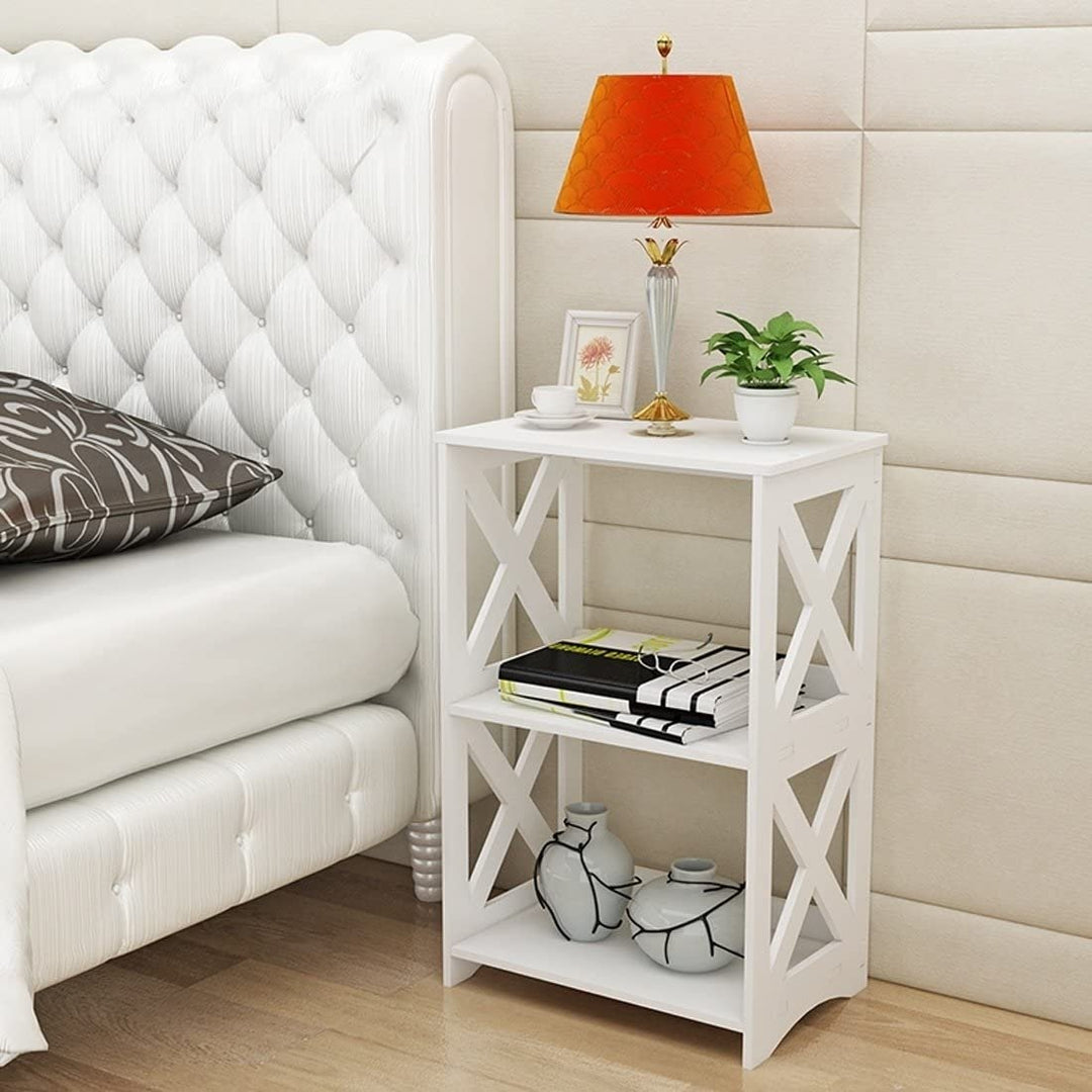 Rerii End Table, 2 Tier Side Table, Bedside Nightstand, Bookcase, Bookshelf, Display Rack Shelf Image 1