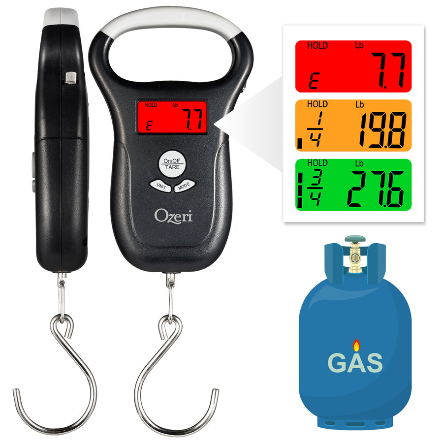 Ozeri LS2 Propane Tank Scale BBQ Gas Gauge Portable with Thermometer and Tape Measure Image 1