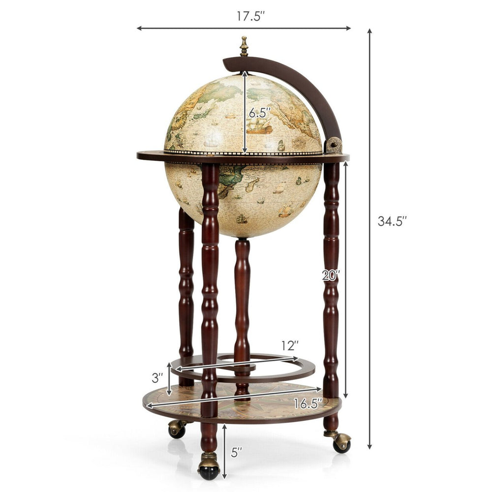 17 Wood Globe Wine Bar Stand 16th Century Italian Rack Liquor Bottle Shelf Cart Image 2