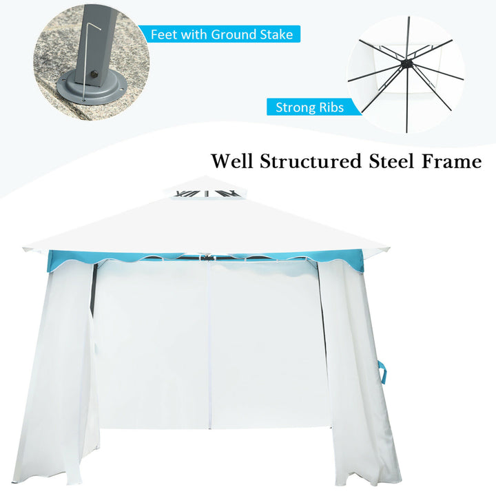 2 Tier 10x10 Patio Gazebo Canopy Tent Steel Frame Shelter Awning W/Side Walls Image 8