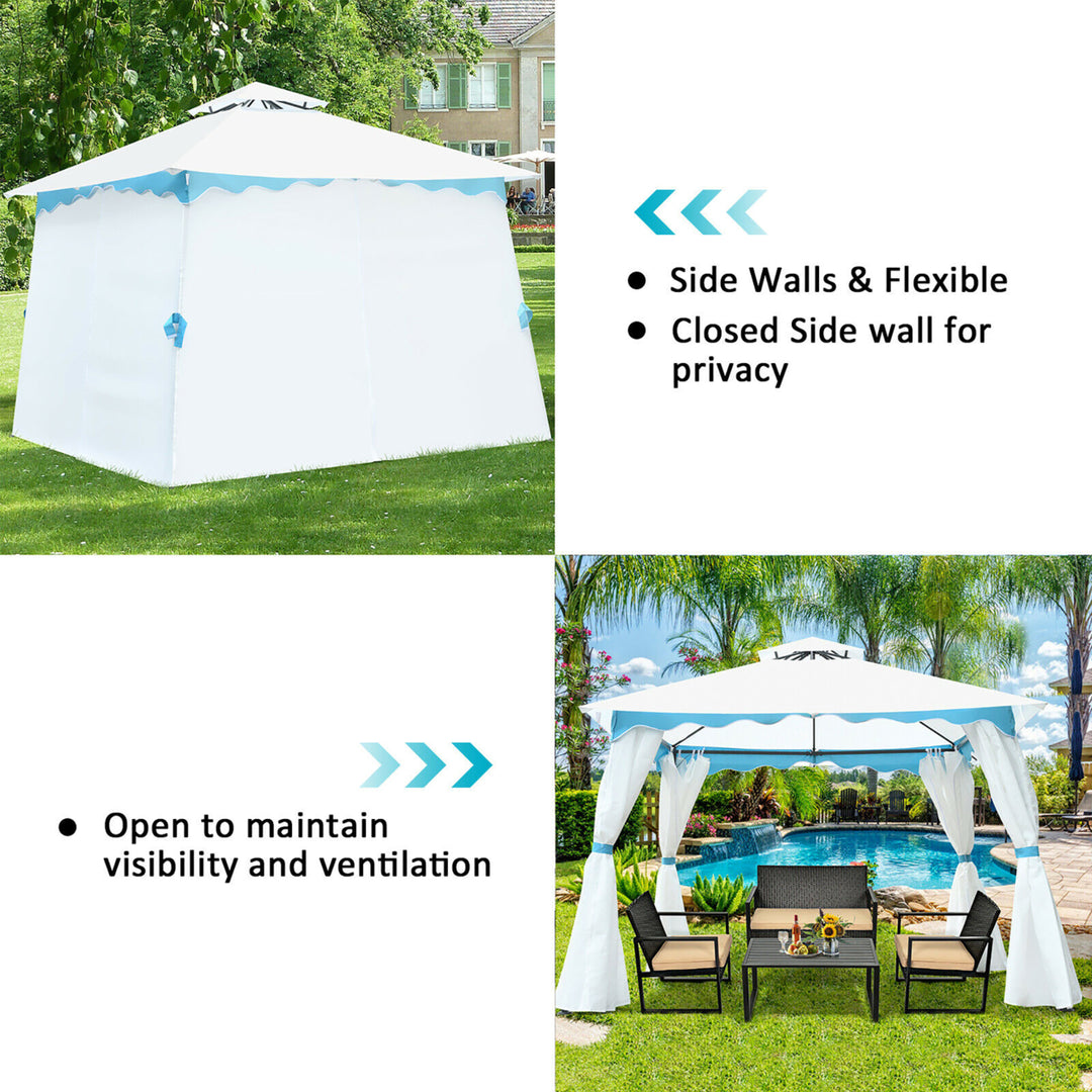 2 Tier 10x10 Patio Gazebo Canopy Tent Steel Frame Shelter Awning W/Side Walls Image 9