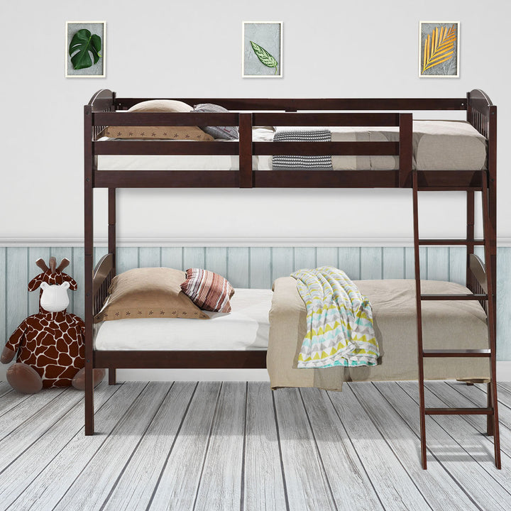 Wood Solid Hardwood Twin Bunk Beds Detachable Safety Rail Image 10