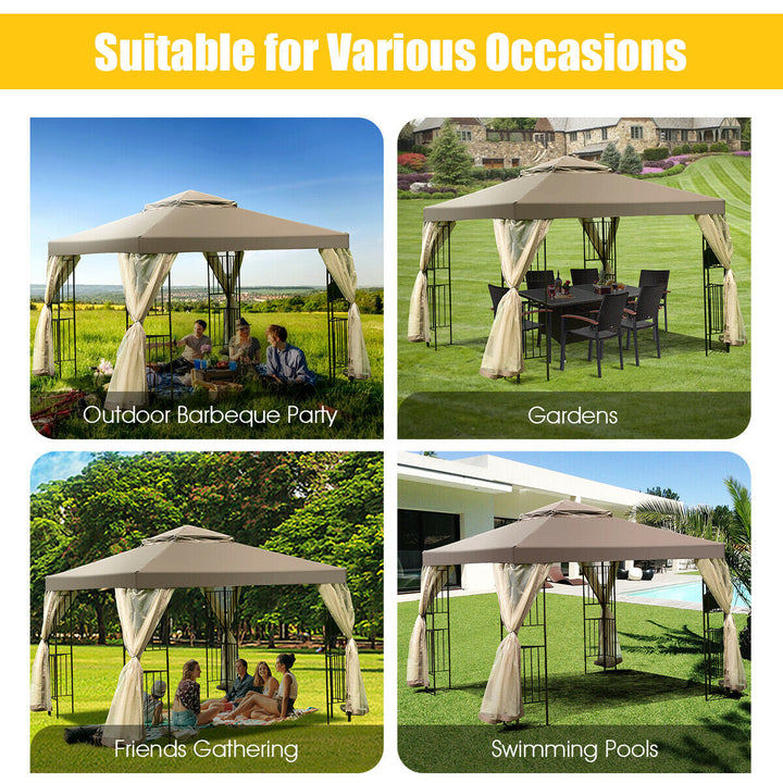 Outdoor 10x10 Gazebo Canopy Shelter Awning Tent Patio Screw-free structure Garden Image 6