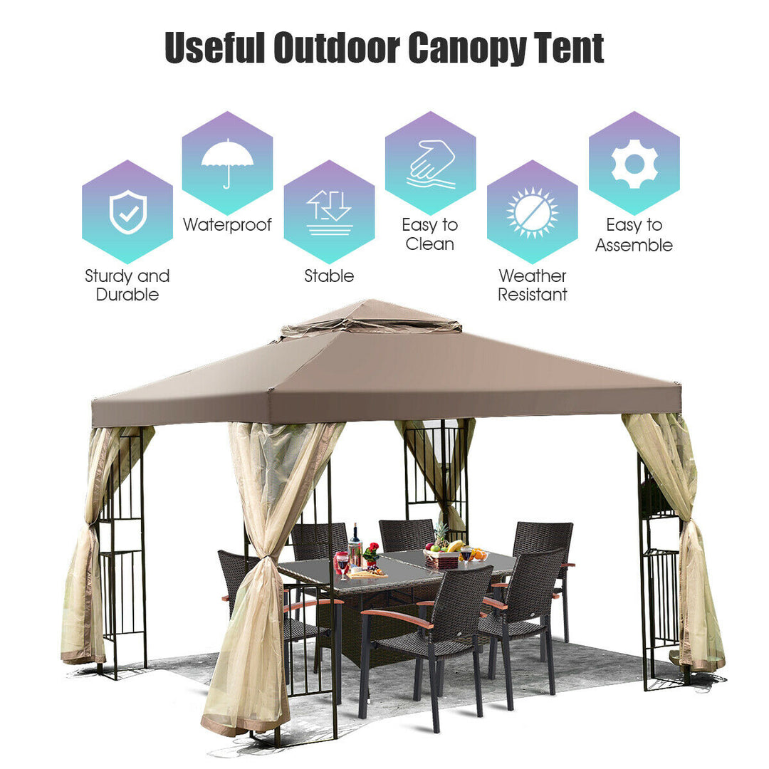 Outdoor 10x10 Gazebo Canopy Shelter Awning Tent Patio Screw-free structure Garden Image 7