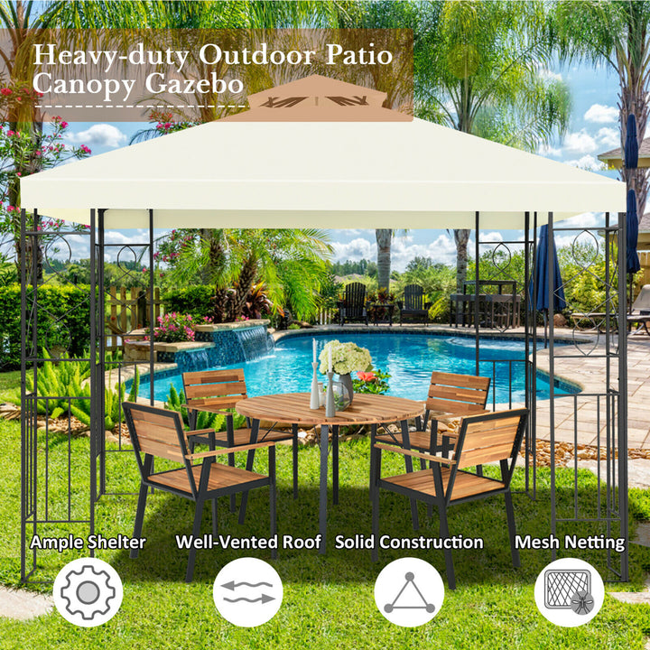 2 Tier 10x10 Patio Gazebo Canopy Tent Steel Frame Shelter Awning Image 9