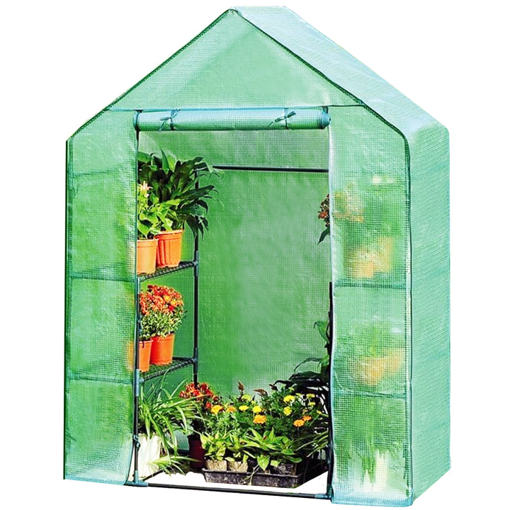 Portable Mini Walk In Outdoor 4 Tier 8 Shelves Greenhouse Image 1