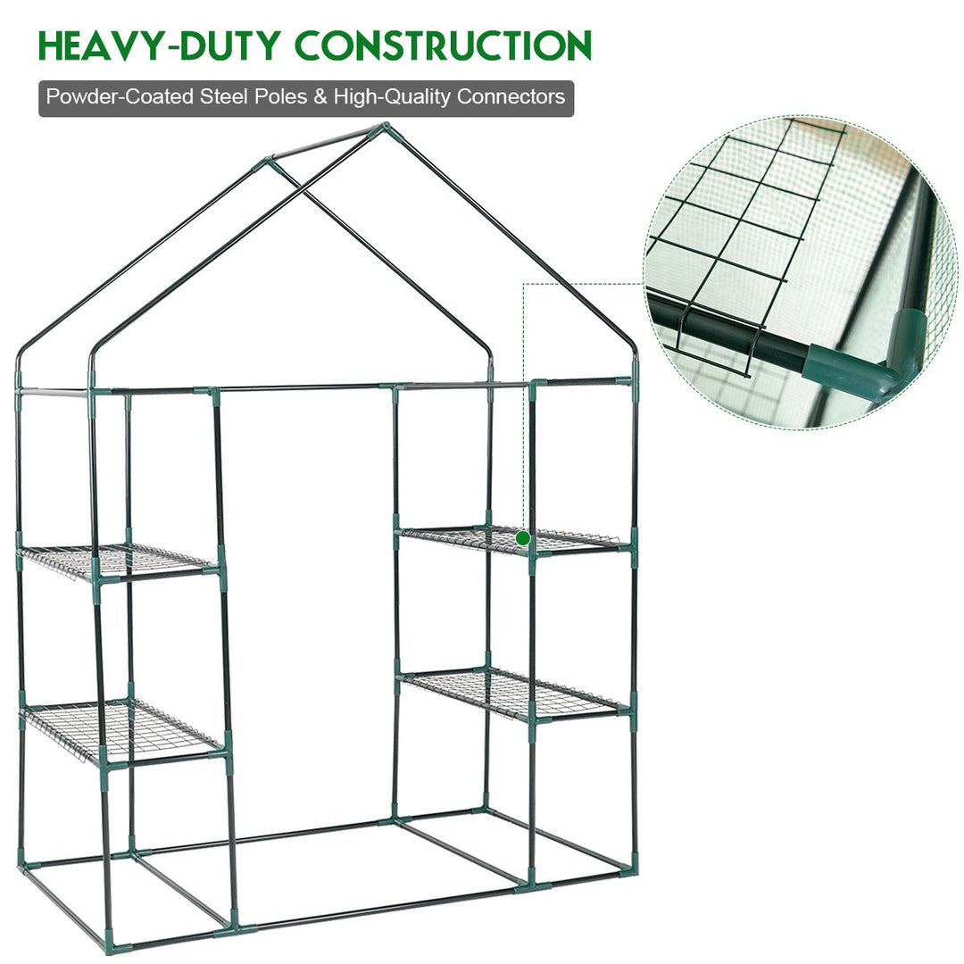 Portable Mini Walk In Outdoor 4 Tier 8 Shelves Greenhouse Image 8