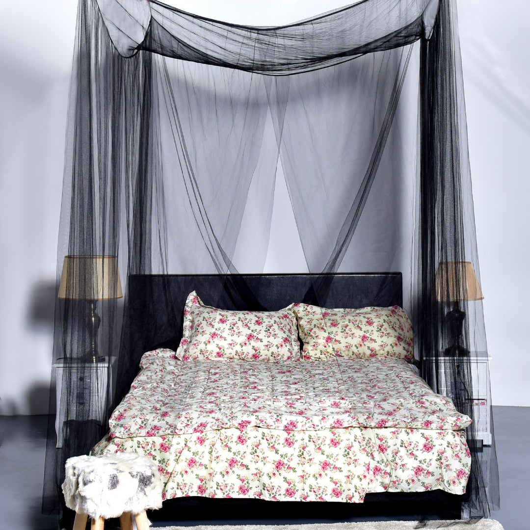 4 Corner Post Bed Canopy Mosquito Net Full Queen King Size Netting Bedding Black Image 7