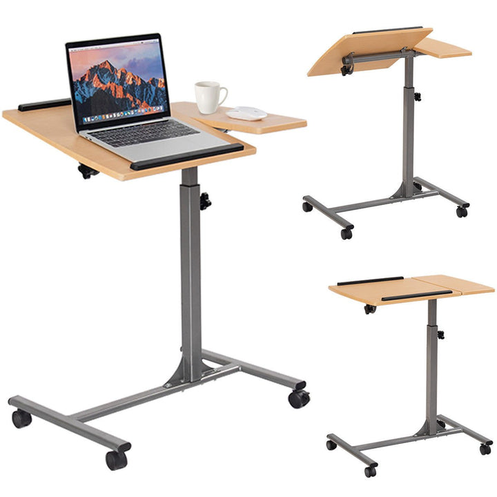 1PC Adjustable Laptop Notebook Desk Table Stand Holder Swivel Home Office Wheel Image 1